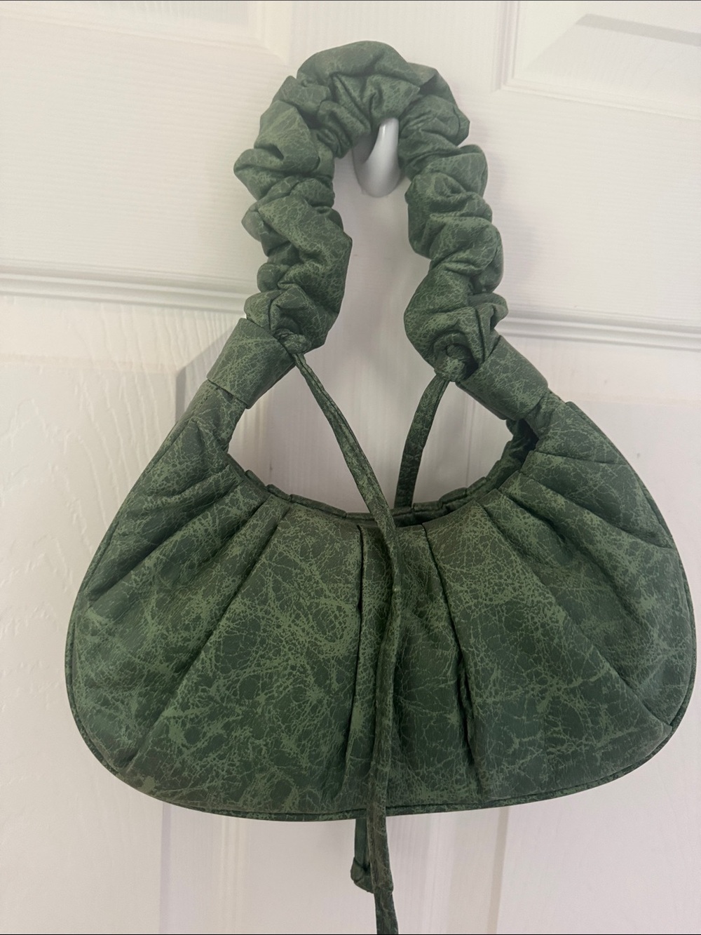 Green Ruched Shoulder Bag